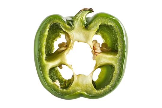 Grilled Green Bell Pepper isolated on transparent background

