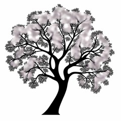 Fototapeta premium Tree Illustration. Black Silhouette Art with Branch, Leaf Design in Vector Graphics - Organic, Decorative Natural Beauty for Seasonal & Eco-Friendly Decor