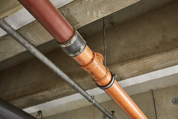 Pipelines below metal structure, utility tubes