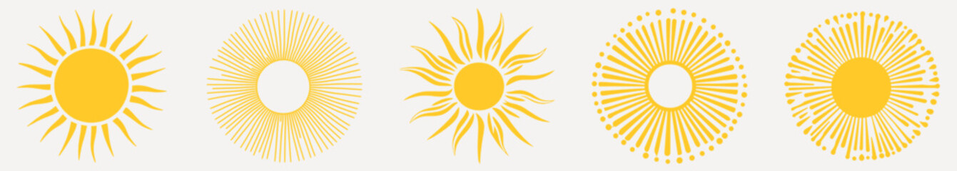 Vintage sun illustrations collection element vector set