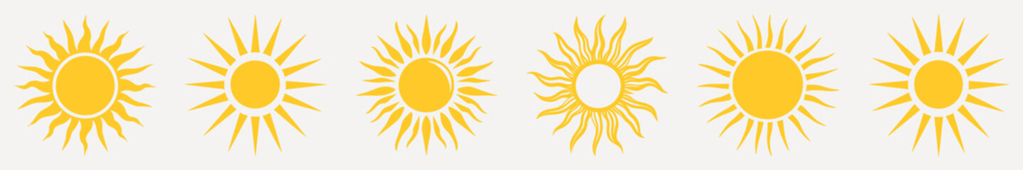 Vintage sun illustrations collection element vector set