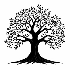 Artistic Black Silhouette Tree Illustration. Embrace Organic Botanical Design and Natural Beauty