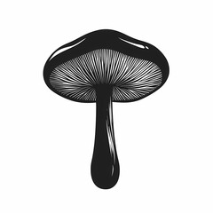 Black and White Mushroom Vector Illustration - Nature-Inspired Decorative Design for Botanical Art and Mycology Enthusiasts