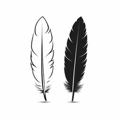 Fototapeta premium Elegant Black and White Feather Illustration Design. Minimalist Vector Art with Delicate Silhouette Motifs