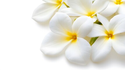 Naklejka premium Closeup White Plumeria Flowers Blossom Isolated