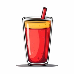 Refreshing Tropical Red Fruit Drink. A Vibrant Summer Cocktail Illustration With Icy Sips and Colorful Beverage Design