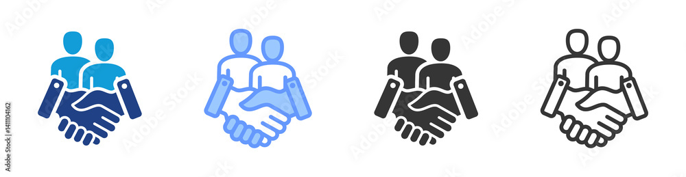 Poster mentor mentee relationship icon set multiple style collection