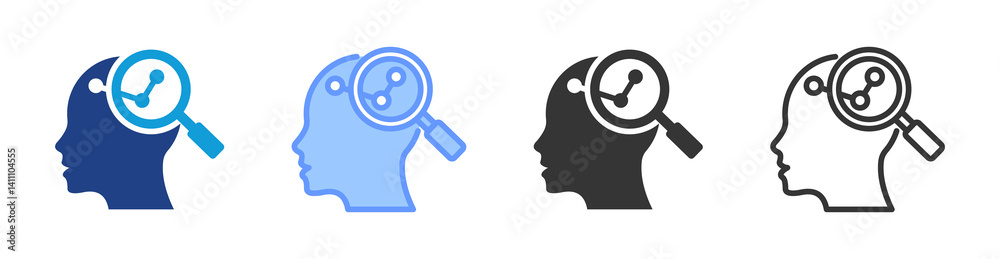 Poster exploring mind icon set multiple style collection