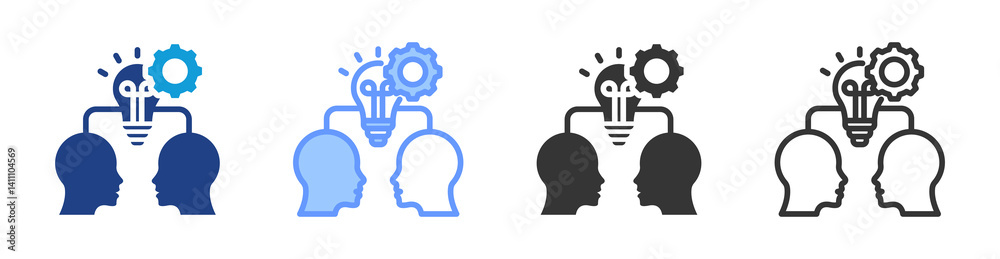 Poster mentoring idea icon set multiple style collection