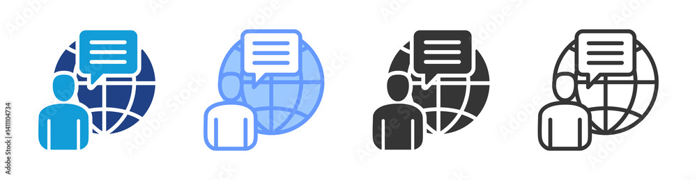 Poster mentoring culture icon set multiple style collection