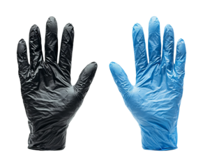 Black and Blue Disposable Gloves for Medical and Cleaning Use Comparison