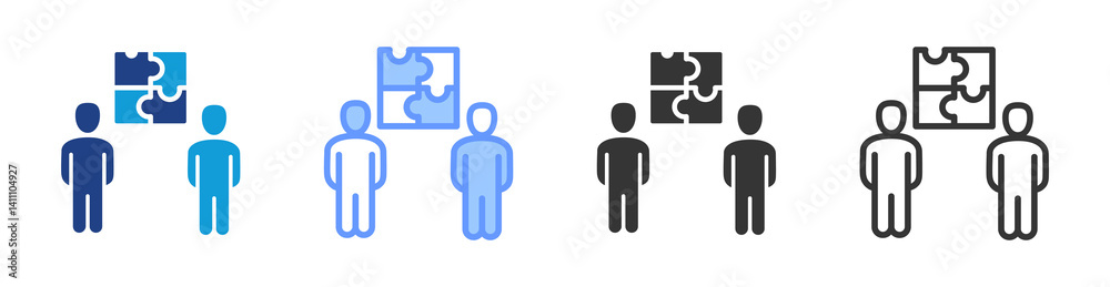 Poster mentoring coaching icon set multiple style collection