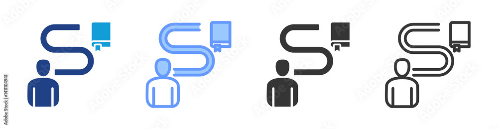 Poster Learning Journey icon set multiple style collection