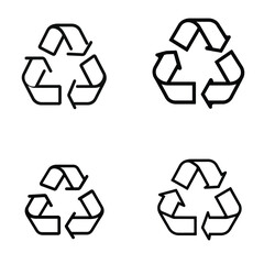 Obraz premium Recycling Symbols Icon Set, Arrow Shapes, Outline Style, Environmental, White Background