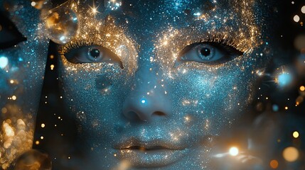 Sparkling Eye Mask Costume for Cosmic Themed Party Universes