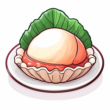delicious scallop dish on white plate clip art preview
