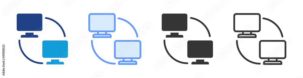 Poster Computer Network icon set multiple style collection