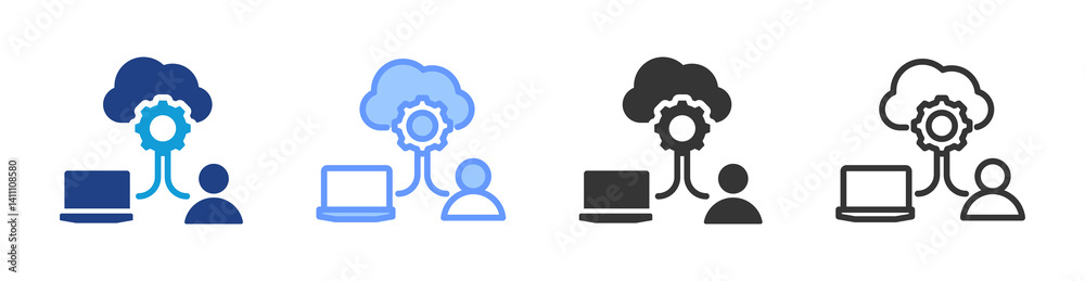 Poster network management icon set multiple style collection