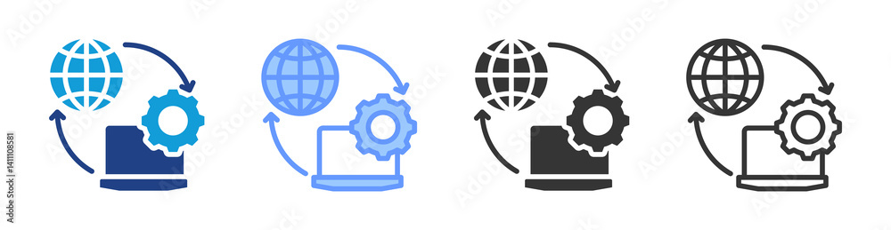 Aufkleber network configuration icon set multiple style collection