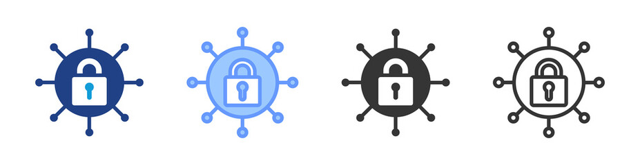 Network Security icon set multiple style collection