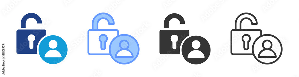 Poster Access Control icon set multiple style collection