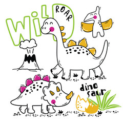 Cartoon dinosaurs with 