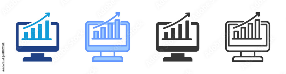 Aufkleber Performance Analysis icon set multiple style collection