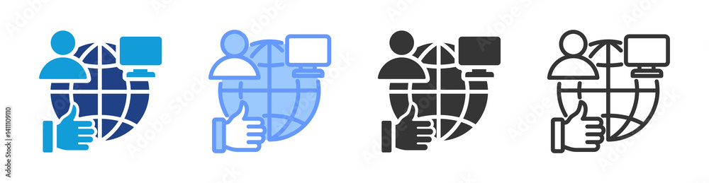 Poster social network icon set multiple style collection