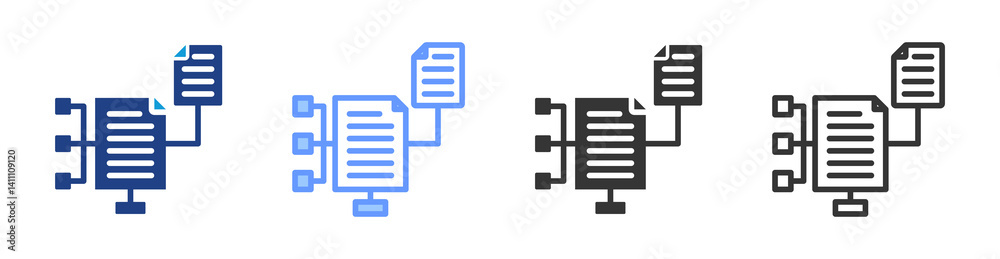 Poster Network Mapping icon set multiple style collection