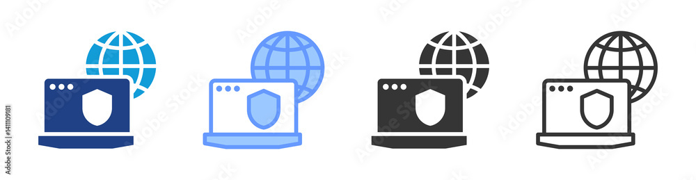 Poster Virtual Private Network icon set multiple style collection