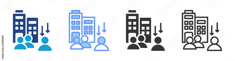 Poster enterprise icon set multiple style collection