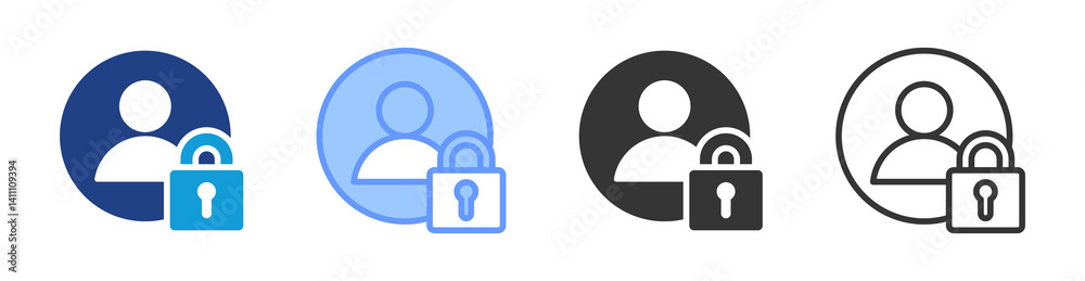 Fototapete Access Authentication icon set multiple style collection