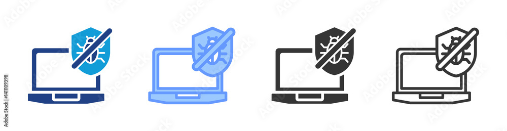 Poster antivirus icon set multiple style collection