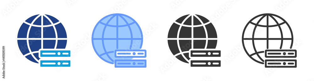 Poster Domain Name Server icon set multiple style collection