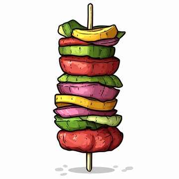 Grilled Vegetable Skewers. Gourmet Vegetarian Kebab with Fresh Produce for Healthy Barbecue and Picnic Dining