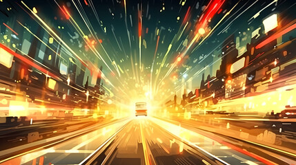 Speeding Through City Lights Illustration
