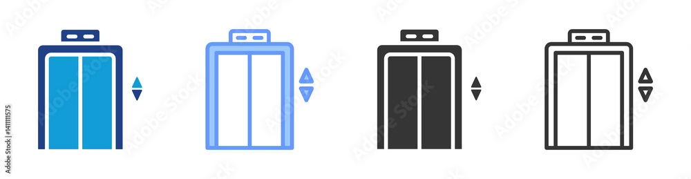 Poster elevator icon set multiple style collection