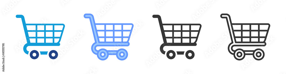 Poster Shopping Carts icon set multiple style collection