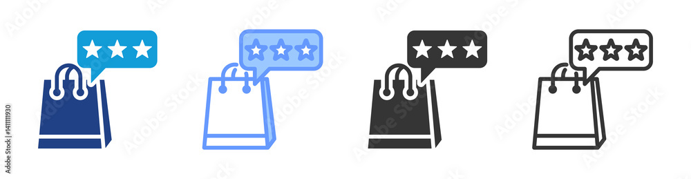 Poster shopping experince icon set multiple style collection