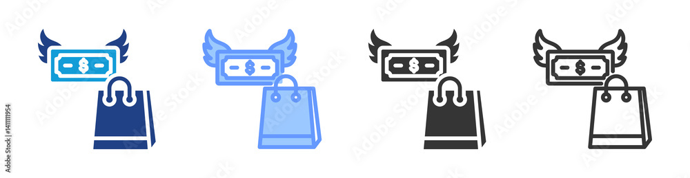 Poster impulse buying icon set multiple style collection