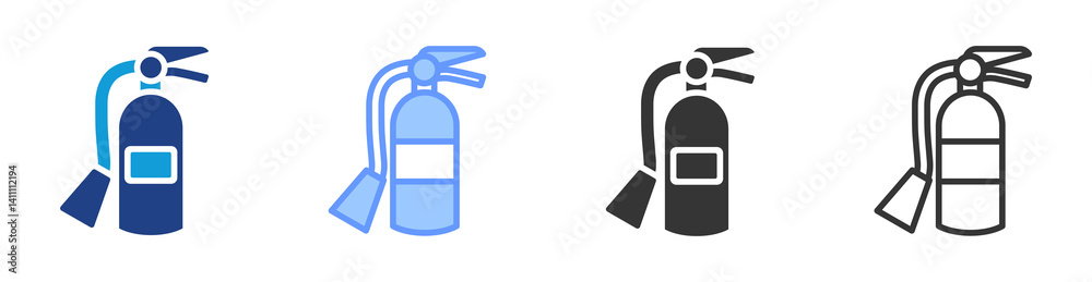 Poster Fire Extinguisher icon set multiple style collection
