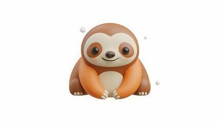 Obraz premium Adorable 3D Sloth: Cheerful, Playful, Orange Life Preserver