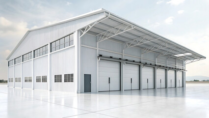 Obraz premium Modern White Industrial Building Architectural Rendering