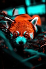 Stunning Close-Up of a Red Panda in Vibrant Colors Capturing the Essence of Wildlife in its Natural Habitat