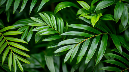 Close Up View Of Lush Green Tropical Leaves