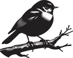 Obraz premium Robin black vector silhouette