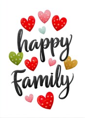 Happy family day celebration with colorful hearts joyful vibes