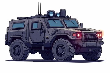 Obraz premium High-Tech Armored Car: Military Grade Off-Road Vehicle for Modern Tactical Operations and Expedition Missions