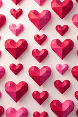 Abstract geometric heart shapes in romantic colors repeat seamlessly, geometric, love, romantic