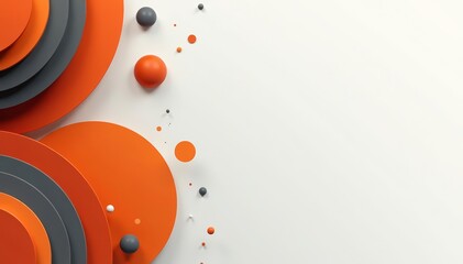 Obraz premium Abstract geometric design with orange and grey circles and stripes, orange, background, stripes